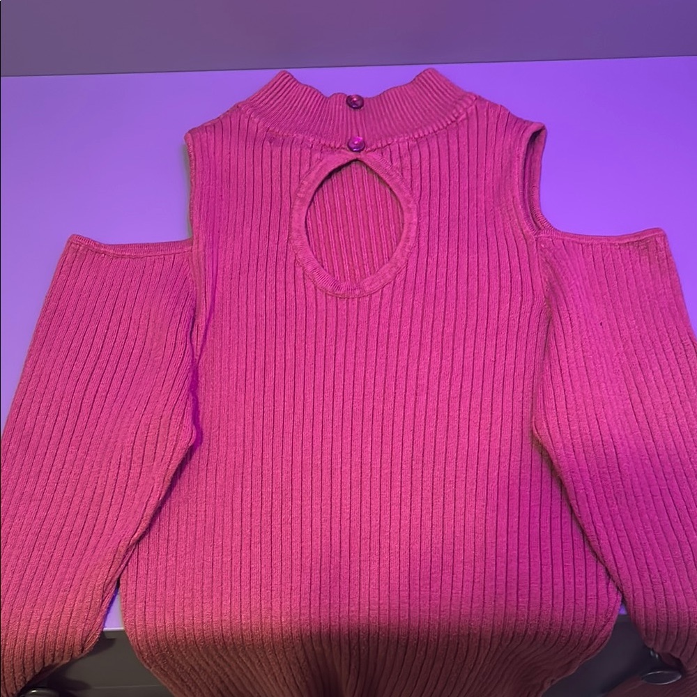 Women's Cold Shoulder Sweater - Orange